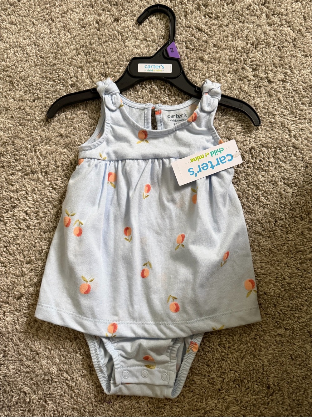 Carter's Light Blue Peach-Print Dress with Snap Bodysuit